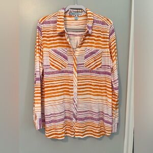 Striped Orange and Purple Women's Swim Coverup